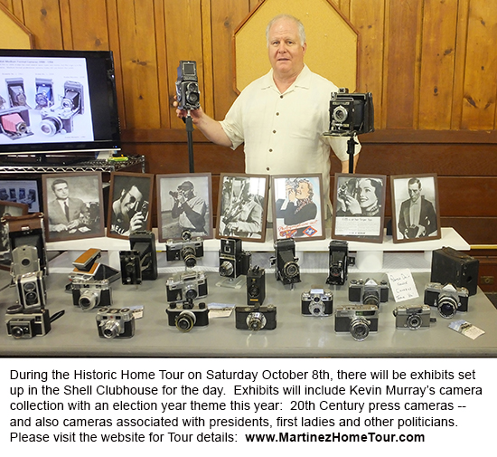 Kevin Murray and his extensive antique camera collection.